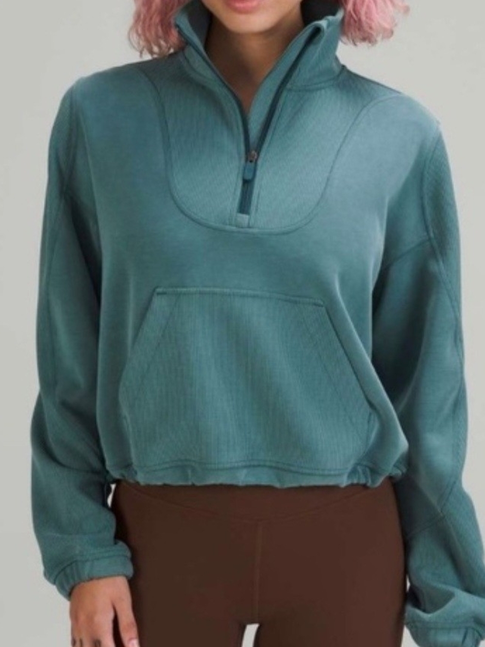 Women's Teal Half-Zip Pullover Sweatshirt